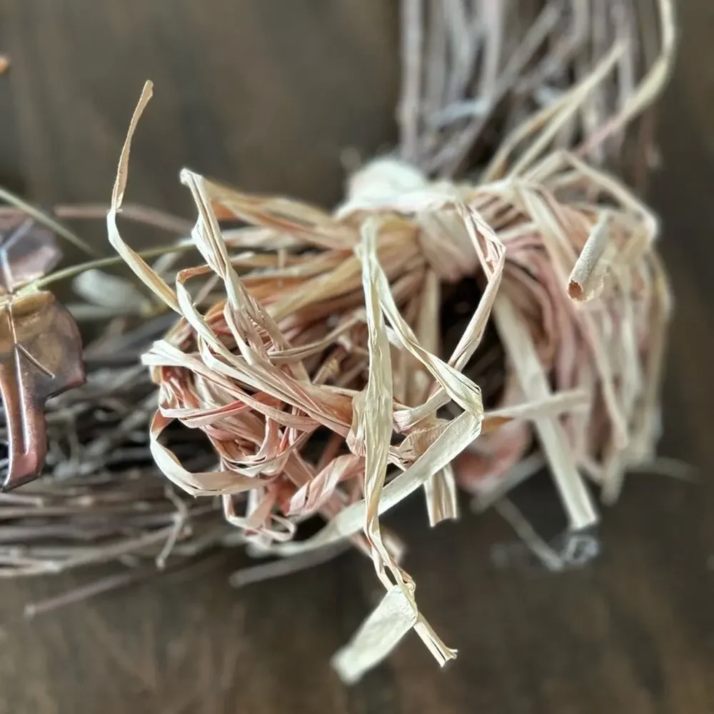 Handmade Natural Earth Fall Leaves‎ Wreath Neutral Wood Branches